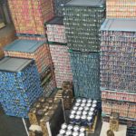 stacks of empty beer cans at louisville brewery