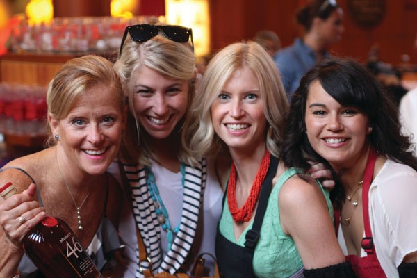 group of four women enjoying a bourbon tour