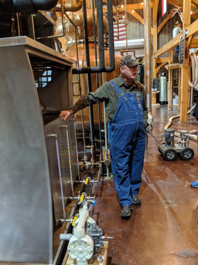 "Pops" Mayo, giving a tour at Leiper’s Fork Distillery 