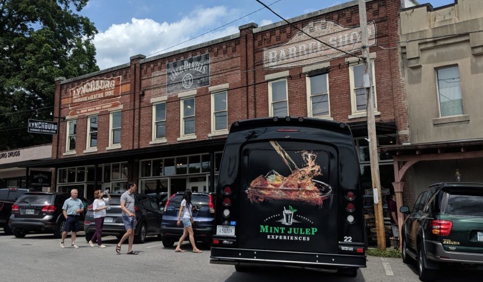 Photo of Lynchburg with Mint Julep Bus Forefront on History Tour