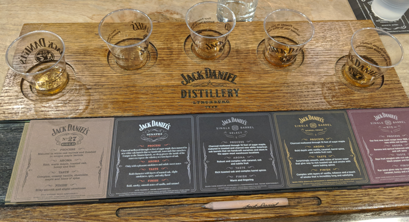 Jack Daniel's Distillery Tour Tasting Flight