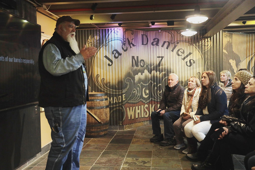 Jack Daniel's Guide on Distillery Tour giving history talk