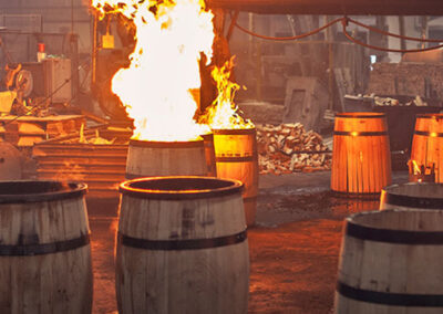 Charring Process of Bourbon Barrels