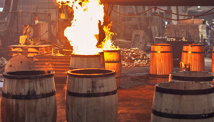 Charring Process of Bourbon Barrels