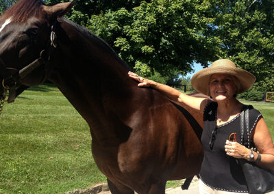 Guest with Horse on Kentucky Horse Farm Tour