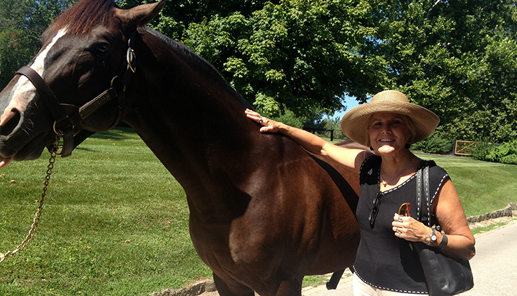 Guest with Horse on Kentucky Horse Farm Tour