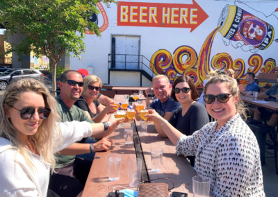 group drinking beer on nashville beer tour