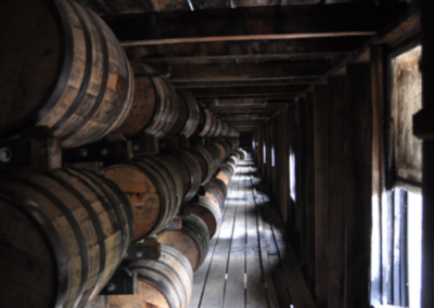 barrel room in jack daniel's distillery
