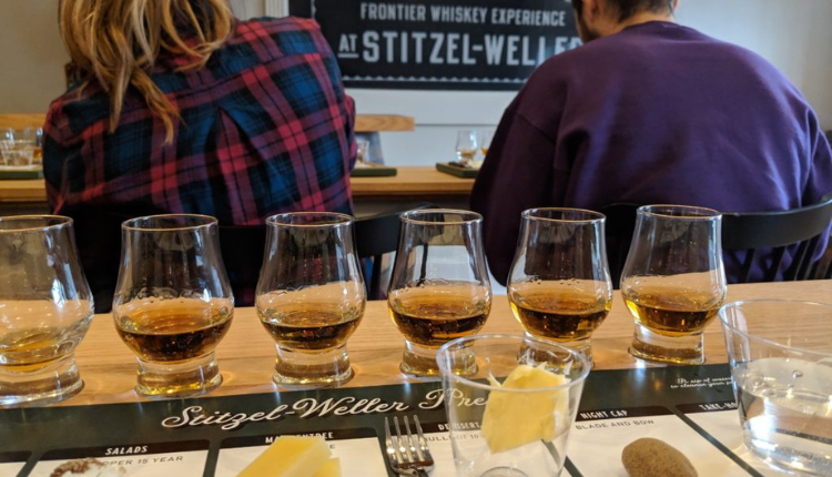 bourbon flight and cheese pairing at a tour of Stitze-Weller preserve in Louisville