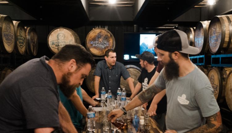 group inn nashville barrel co private whiskey tasting room on guided whiskey tour