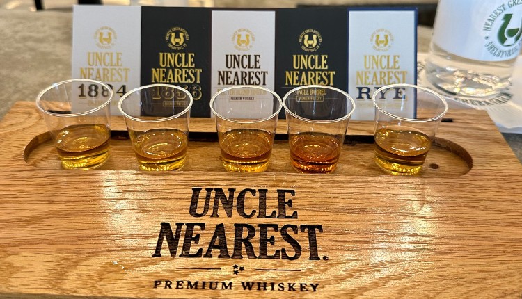 whiskey tasting flight at Uncle Nearest Distillery