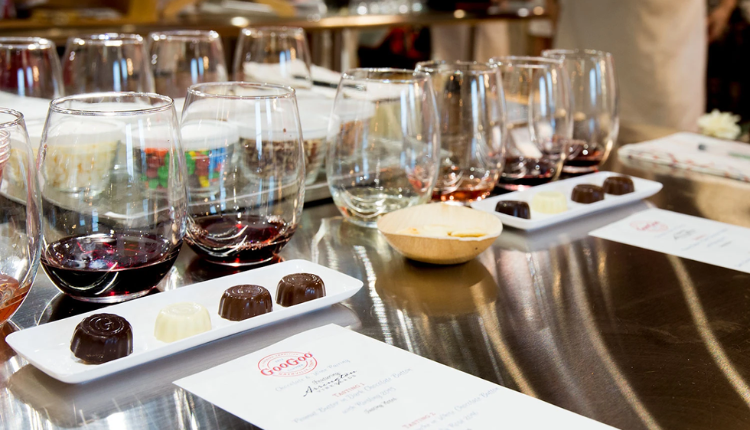 wine and chocolate tasting with goo goo cluster chocolate co on nashville tour
