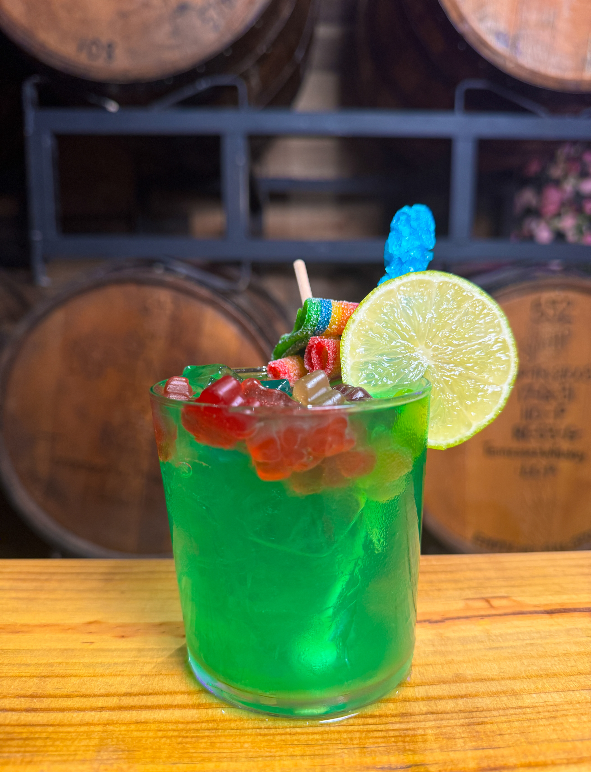 Festive green candy cocktail