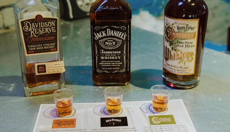 nashville whiskey tasting of davidson reserve, jack daniels and breen brier whiskey