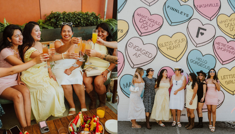 Group of girls enjoying a mimosas and murals tour