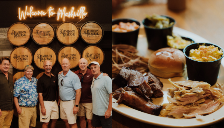 Group of men enjoying a beer, bourbon and bbq tour