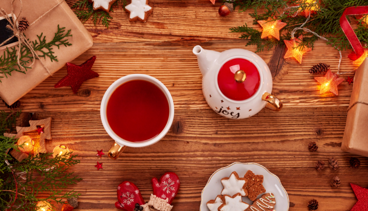 Holiday tea and christmas cookie